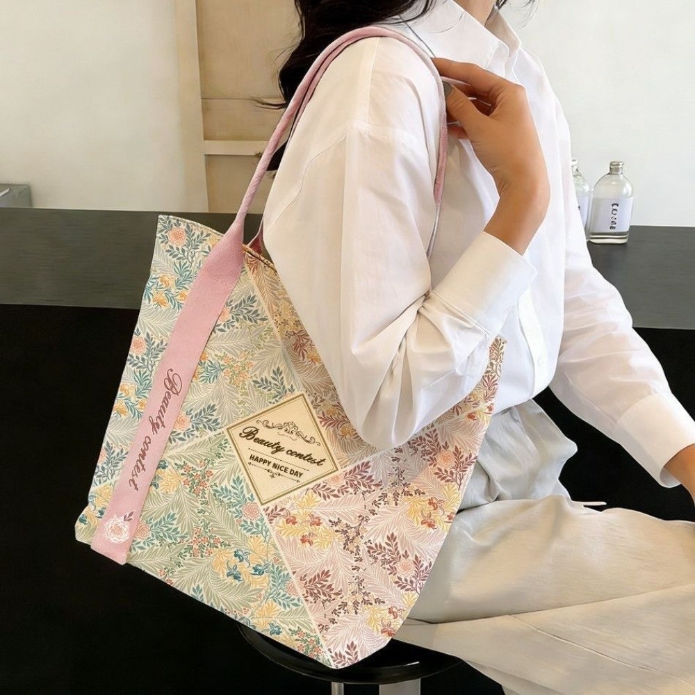 Women'S Reebok Bags - Draagbare canvas draagtas met bloemenprint Herbruikbare