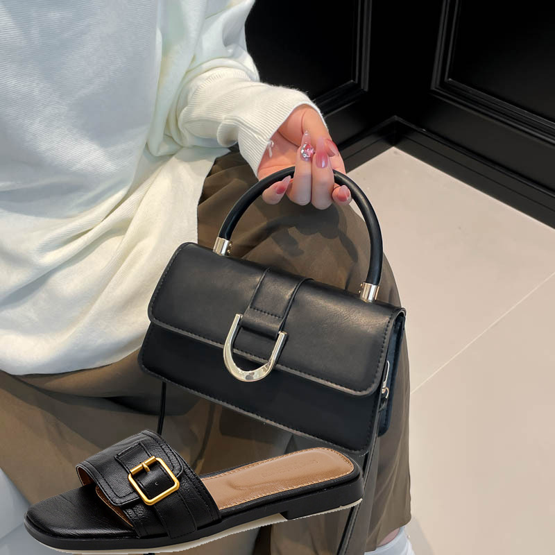 Women Bags And Shoes - Dames zomer nieuwe retro vierkante neus