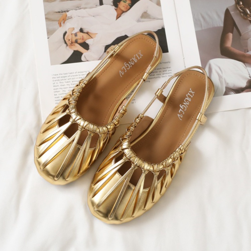 Women Bags And Shoes - Platte damessandalen Franse geweven sandalen met