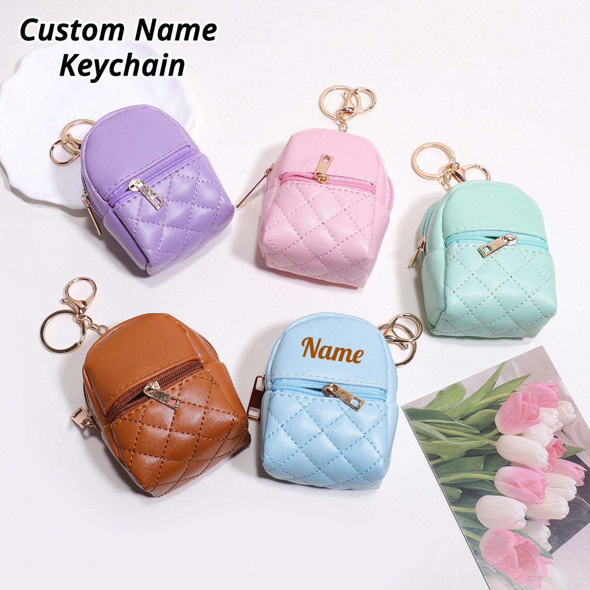 Mini Purse Chain - Mini aangepaste naam sleutelhanger portemonnee gepersonaliseerde