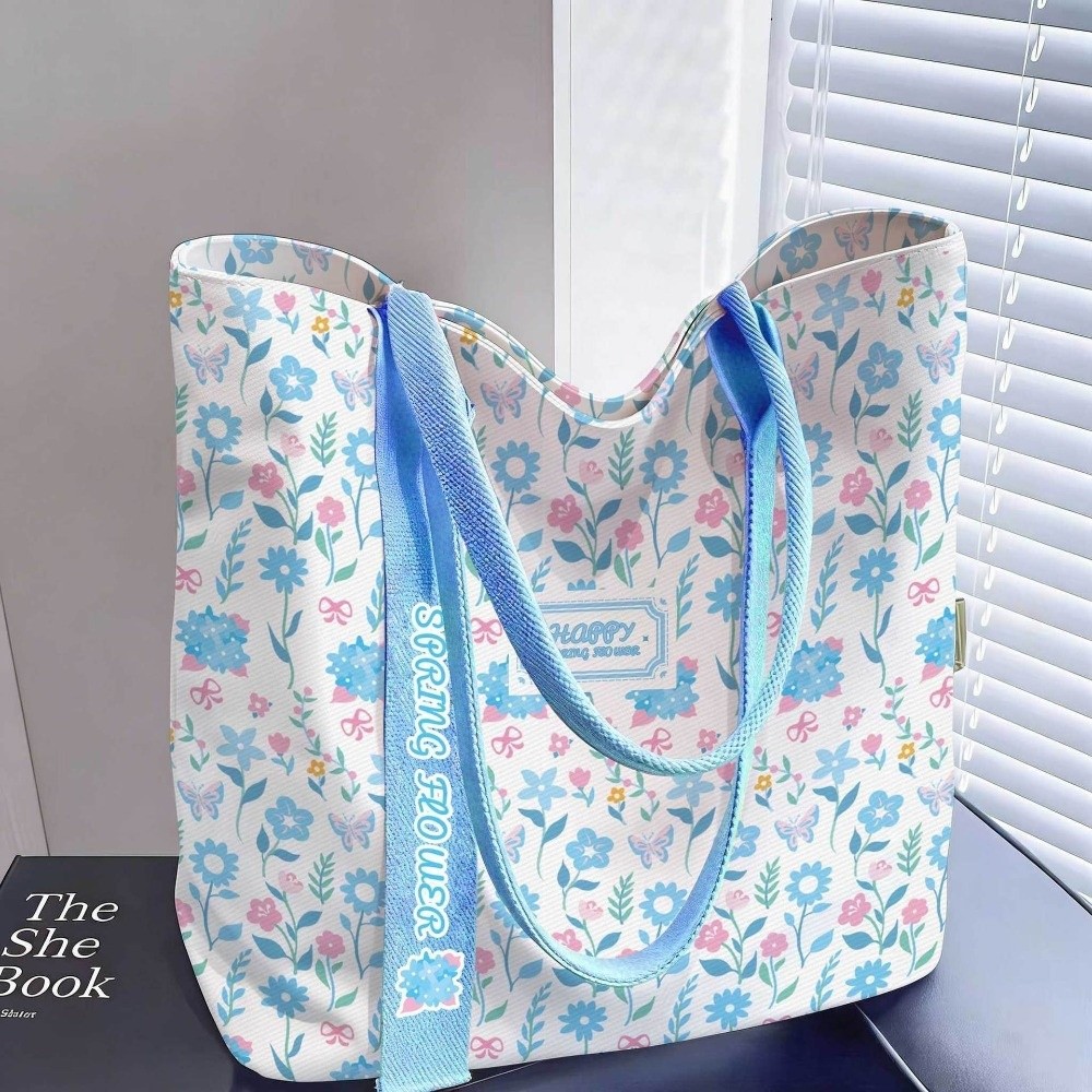 Women'S Reebok Bags - Draagbare canvas draagtas met bloemenprint, grote