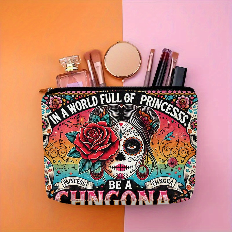 Women Bags In Amazon - Een make-uptasje met bloemen- en schedel