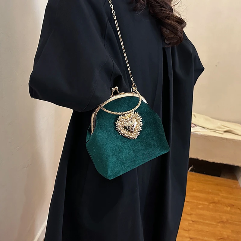 Women Hand Bags Sale - Kettingen Fluwelen Frame Hart Diner Handtassen