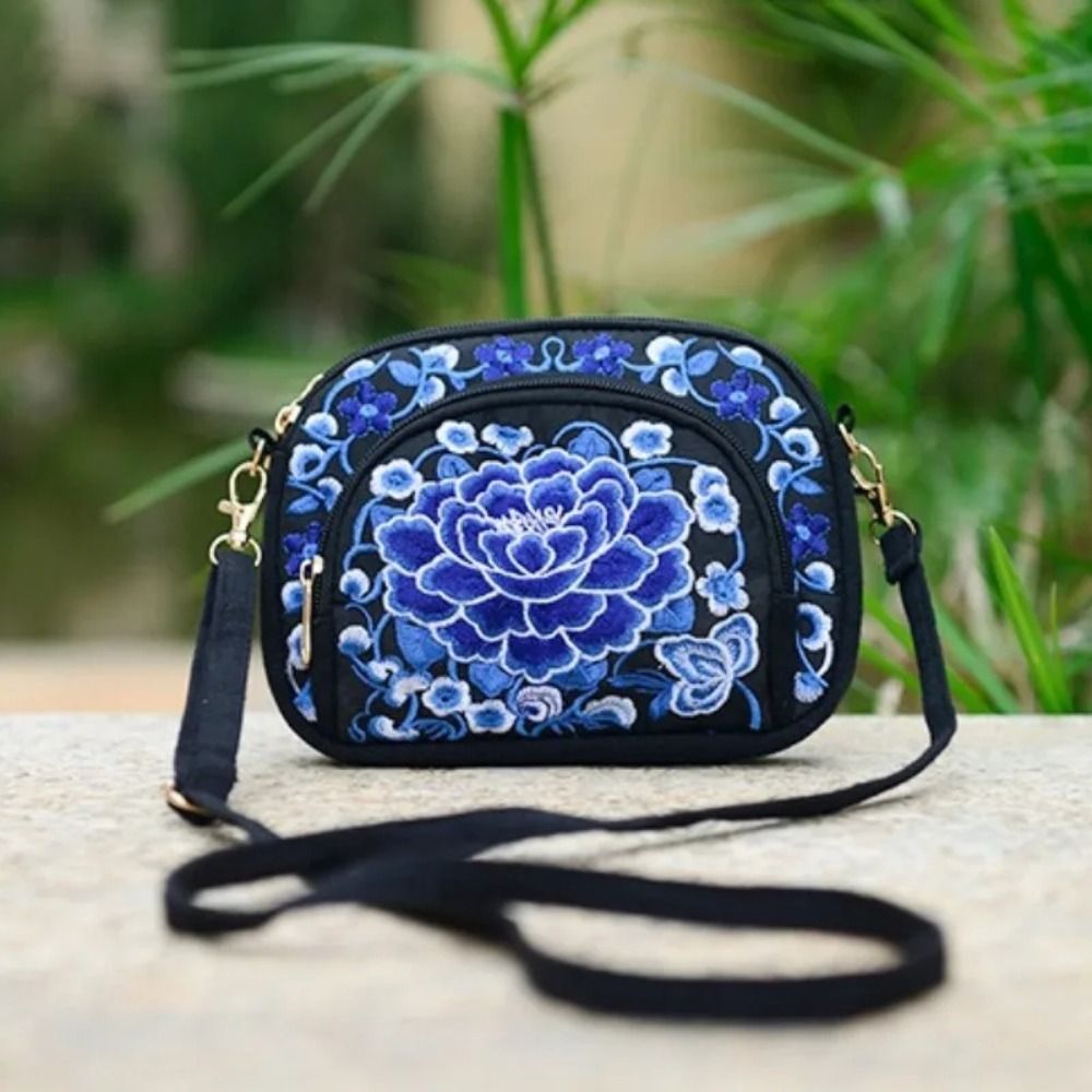 Women Bags In Amazon - Vintage bloemen geborduurde dames schoudertas rits